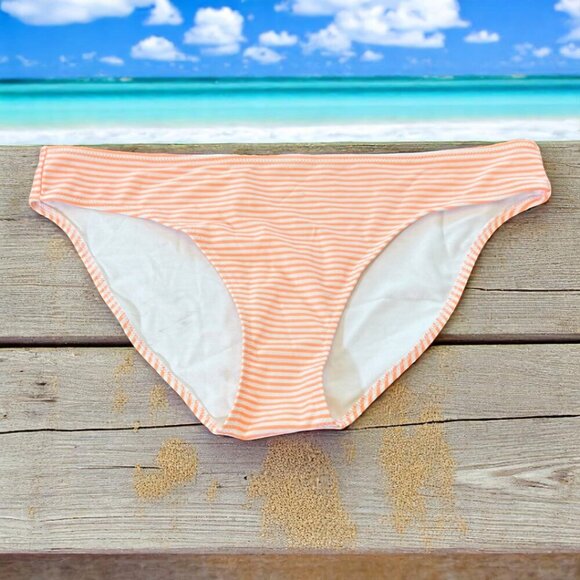 Aerie The Classic Bikini Bottom Striped Orange and White Size Large - Picture 2 of 6